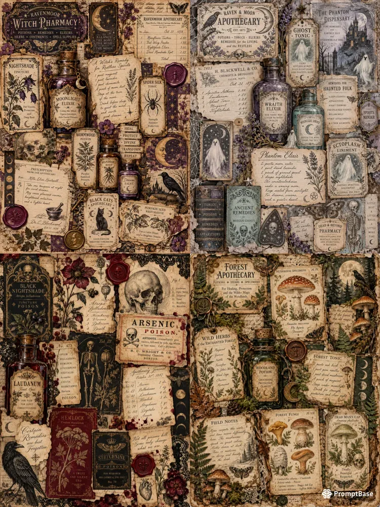 Halloween Apothecary Junk Journal Pages