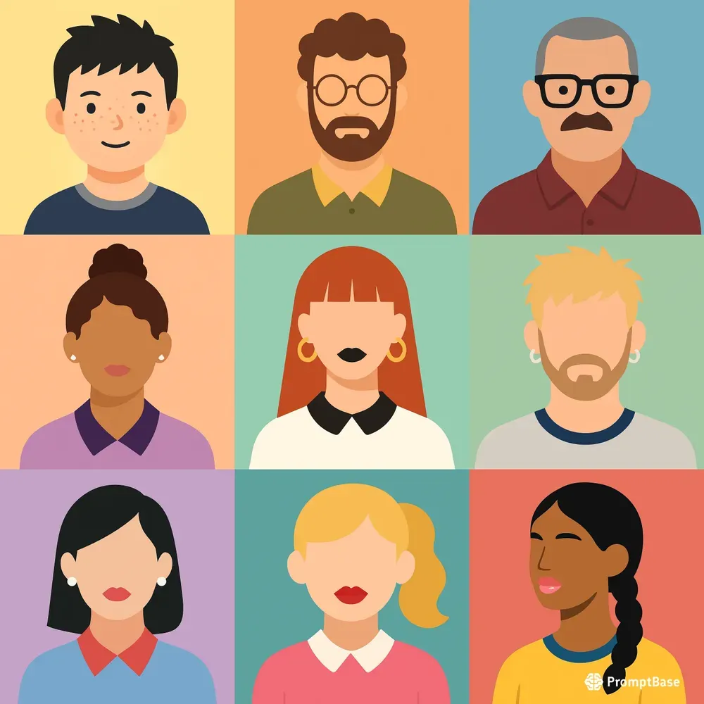 Flat Vector Avatar Face Designs
