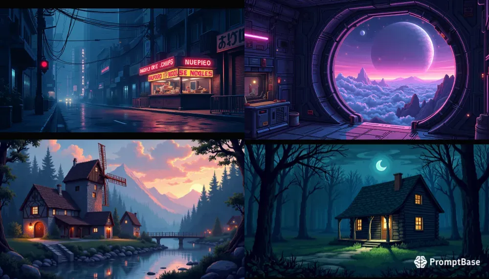 Retro 8bit Pixel Art Landscapes
