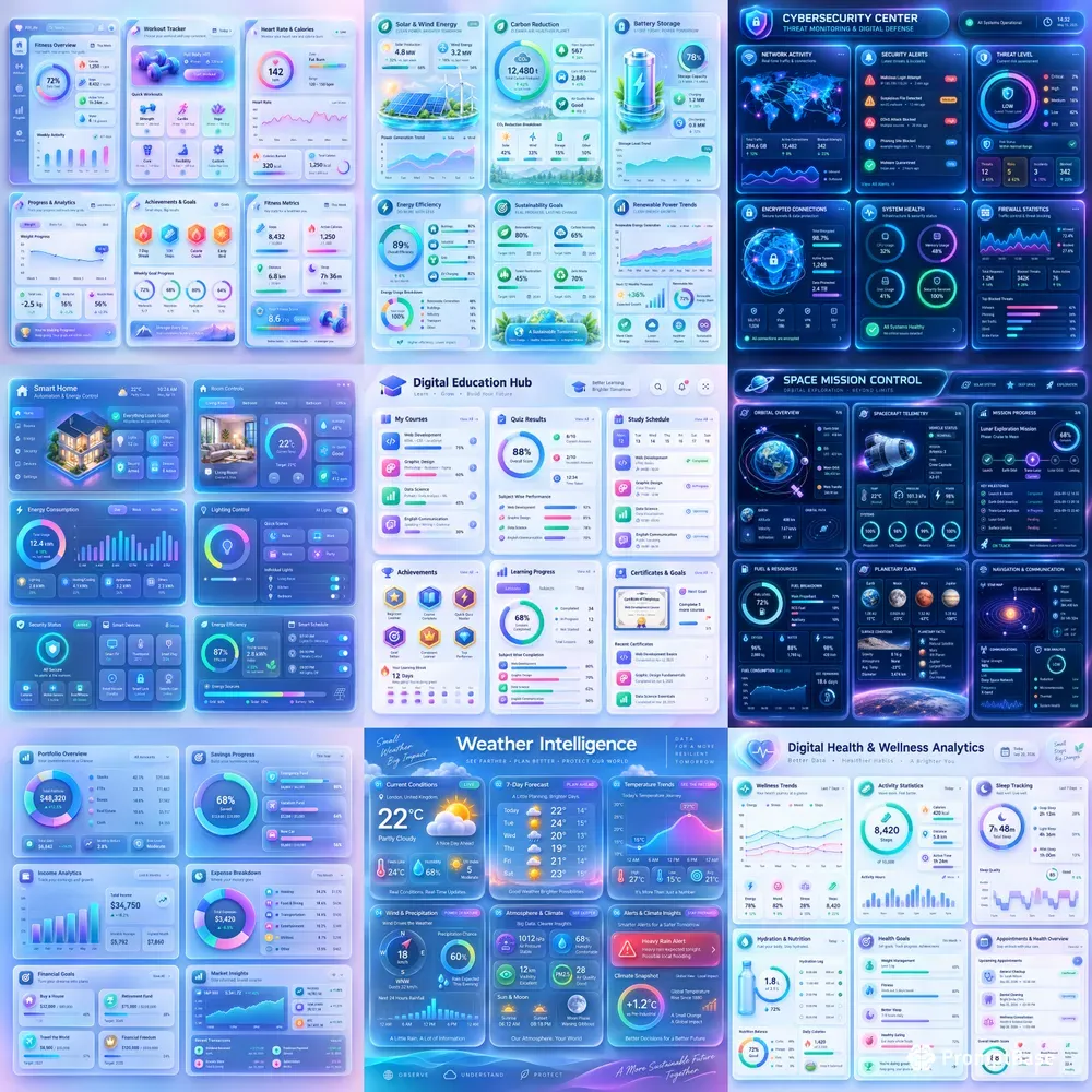 Dreamy 3D Dashboard Infographics