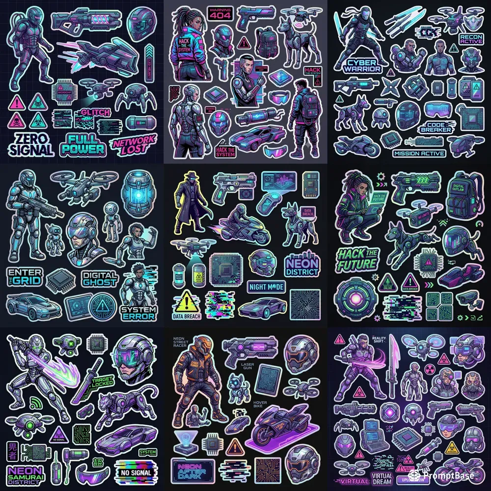 Cyberpunk Character Sticker Sheets