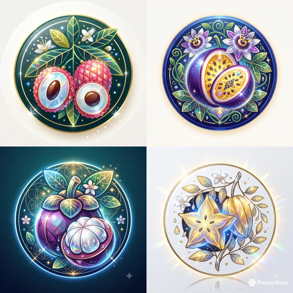 Modern Neon Exotic Fruit Emblems