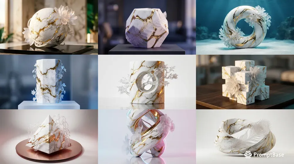 Luxury 3D Marble Gold Geometries