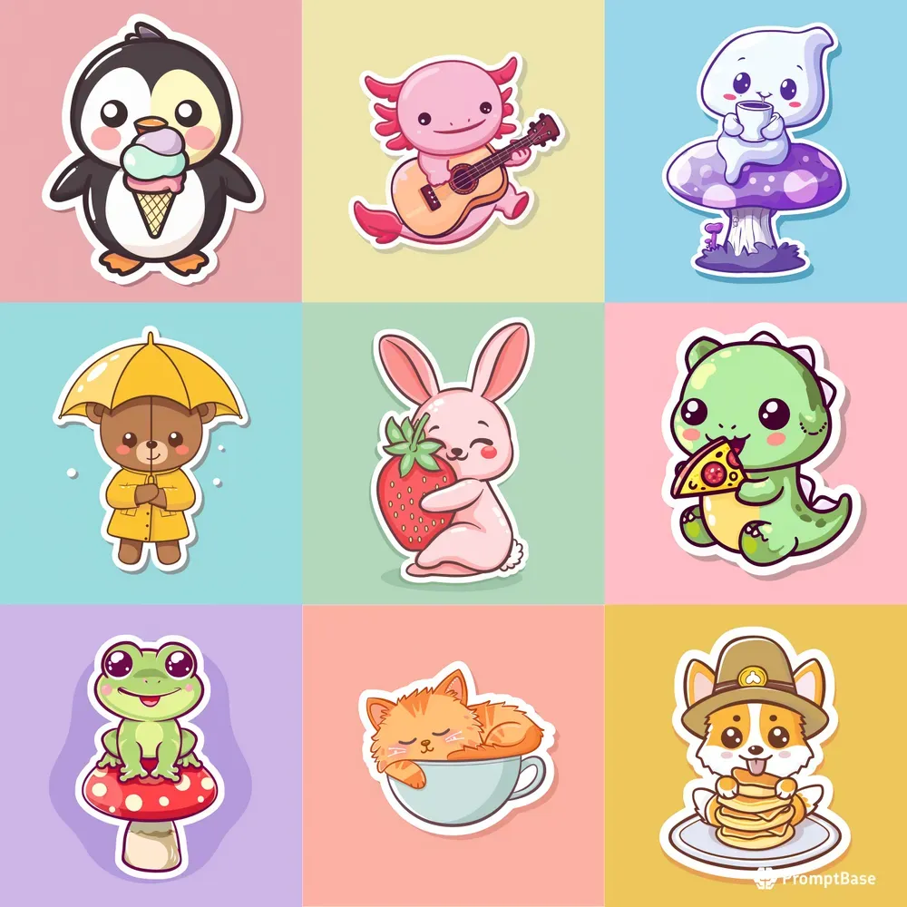 Playful Kawaii Diecut Sticker Art