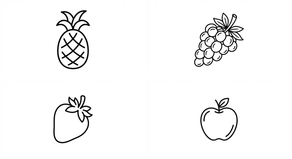 Minimal Handdrawn Fruit Line Icons