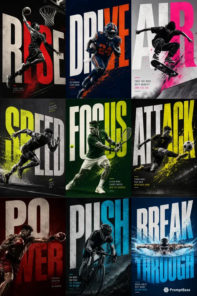 Dynamic Sports Typography Posters