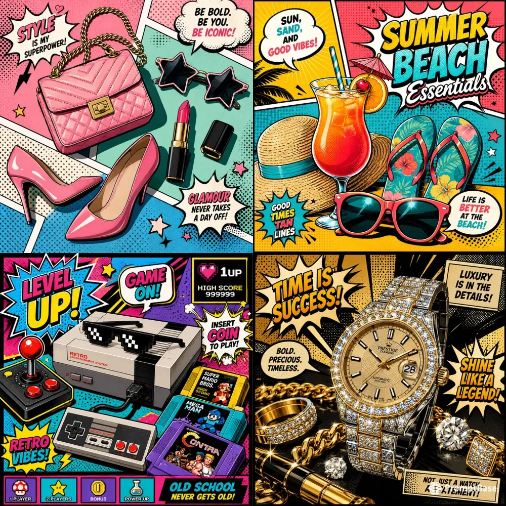 Retro Pop Art Objects Collection Packs