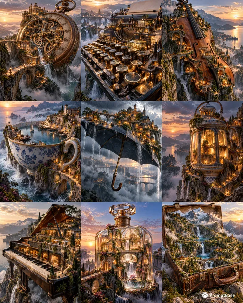 Hyperrealistic Impossible Scale Scenes