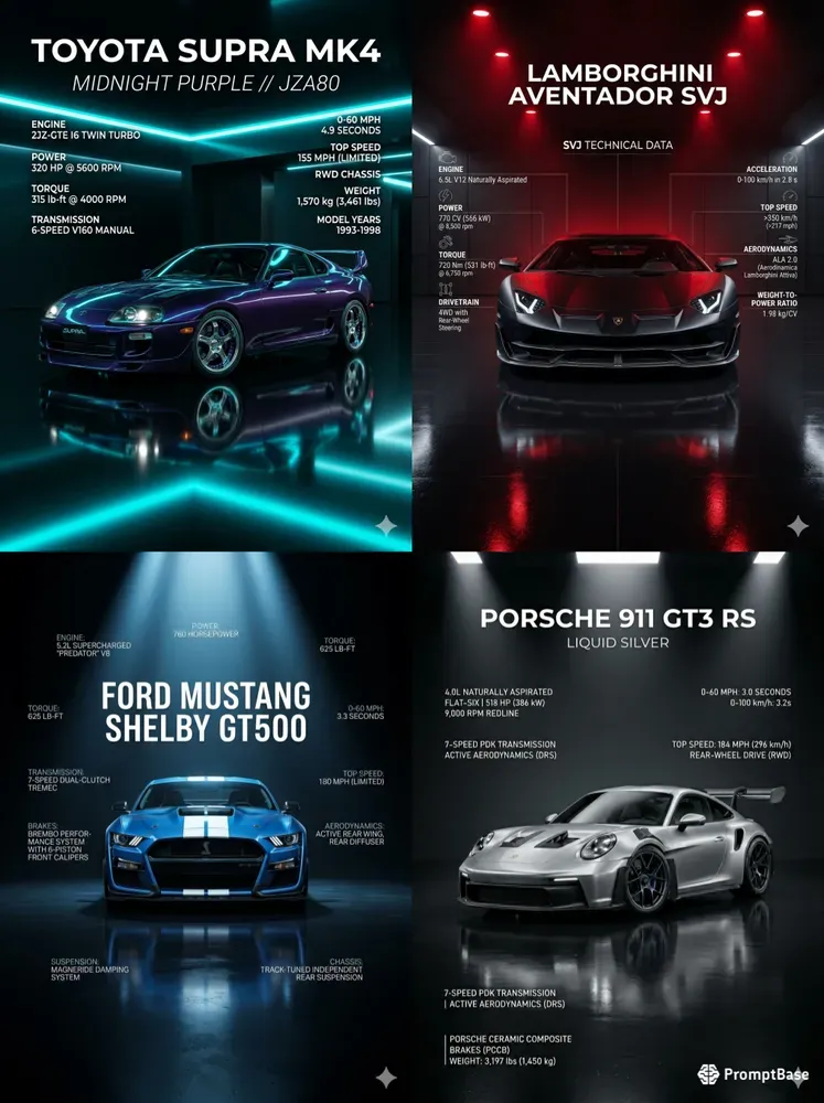 Premium Studio Car Spec Posters