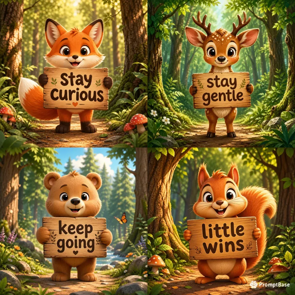 Forest Animal Motivation Signs