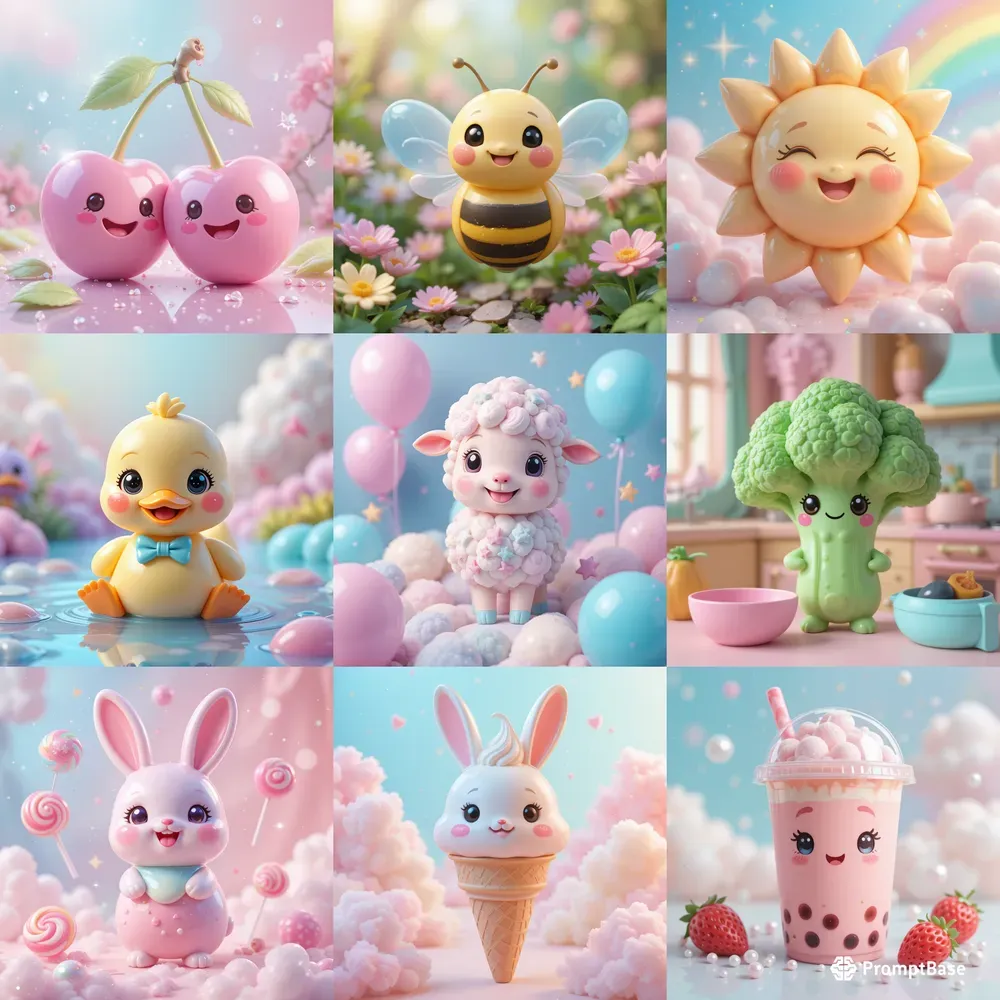 Adorable Pastel Toy Stickers