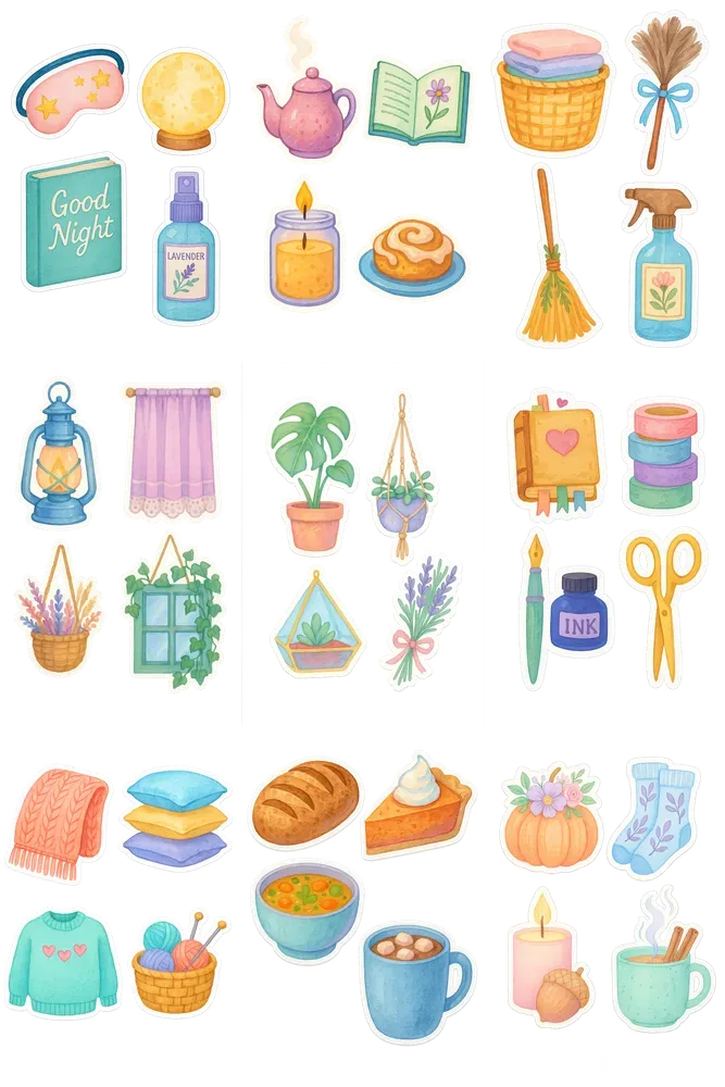 Cozy Living Essentials Stickers