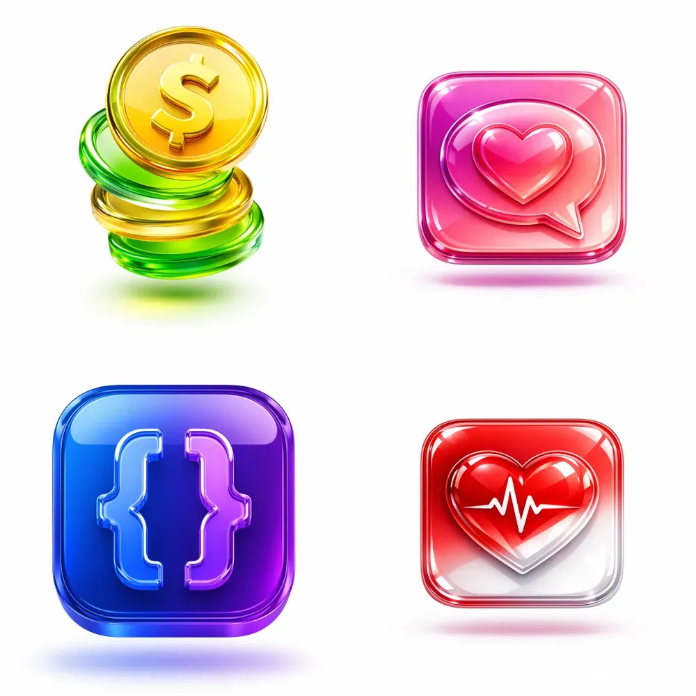 Premium 3D Glossy App Store Icons