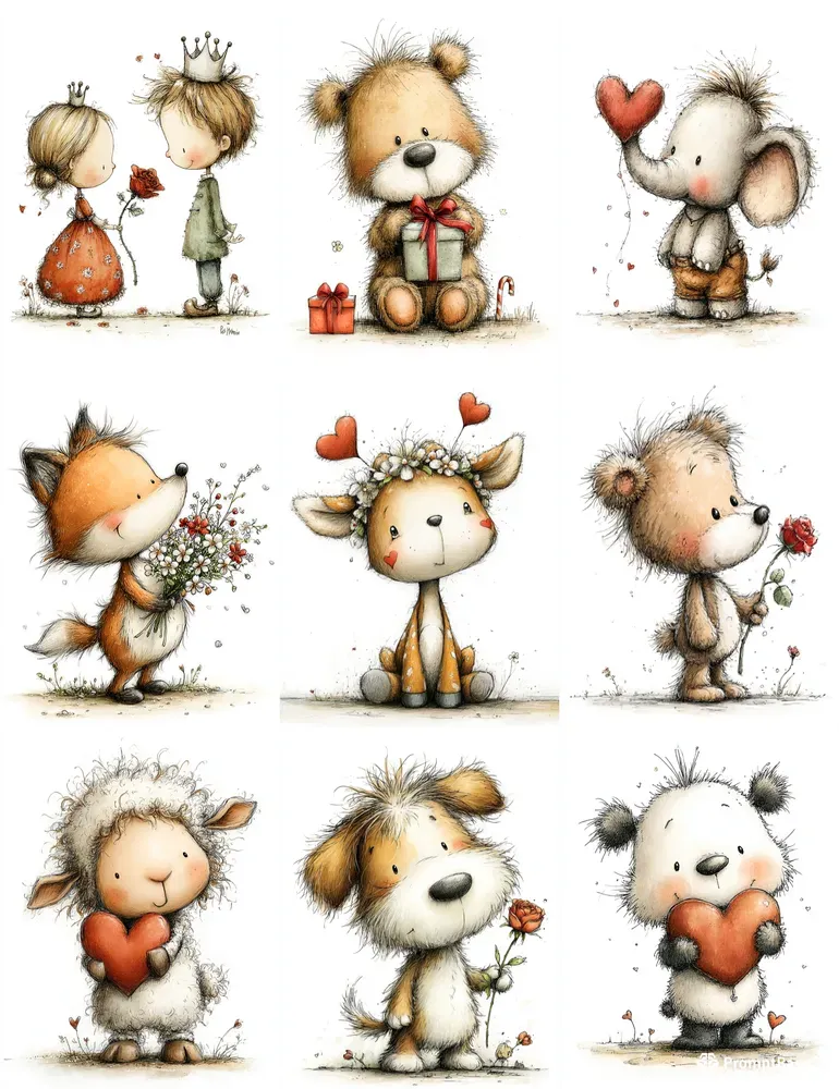 Valentine Sketch Character Love Clipart