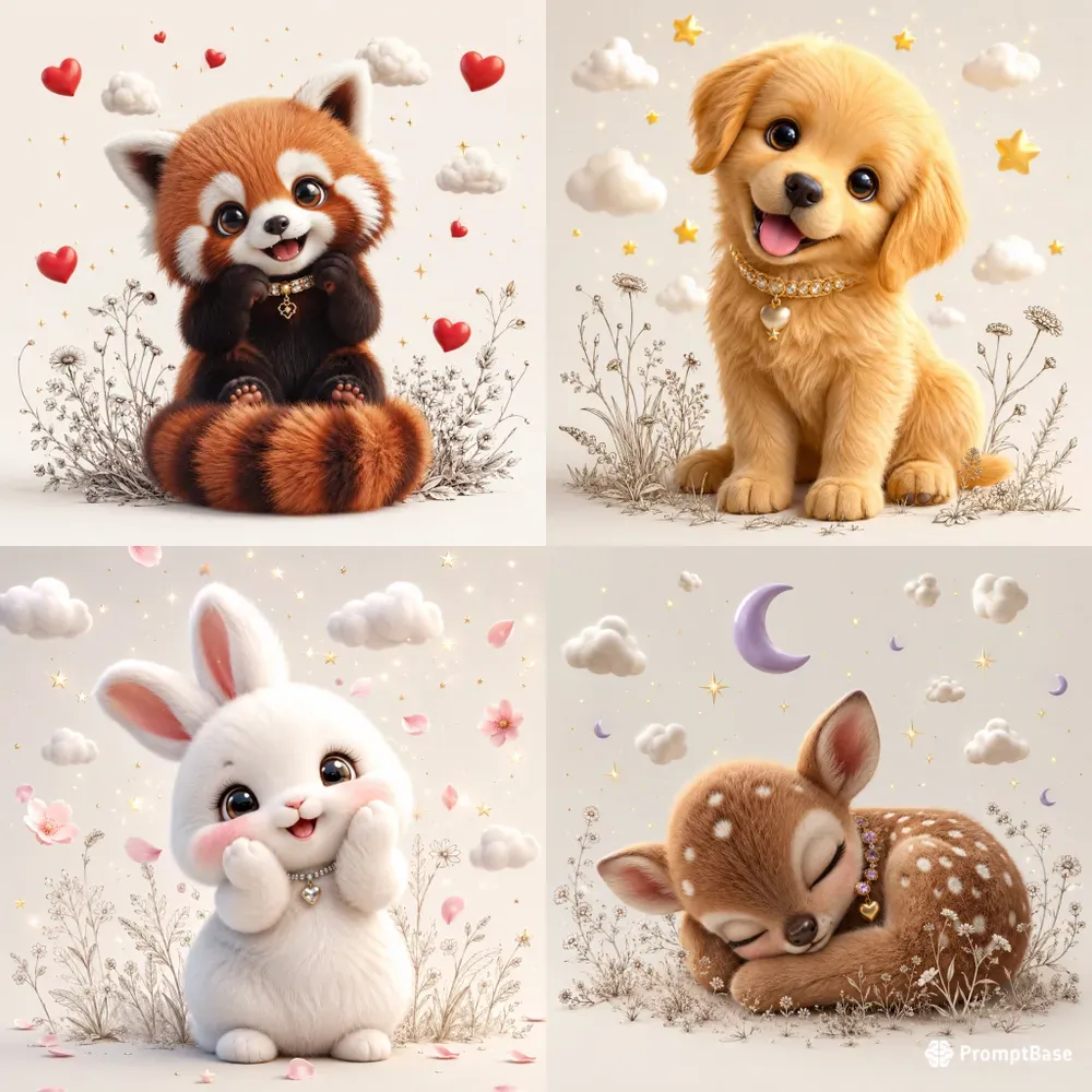 Cute 3D Baby Animal Magic Portraits