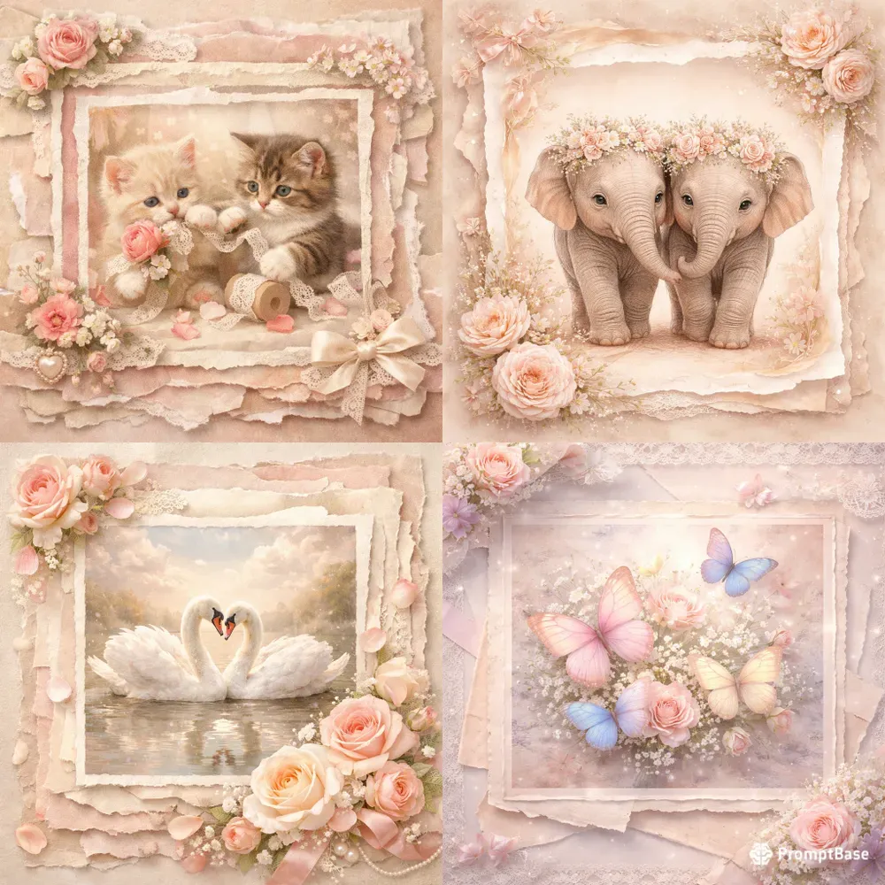 Whimsical Animal Aesthetic Collage Frames