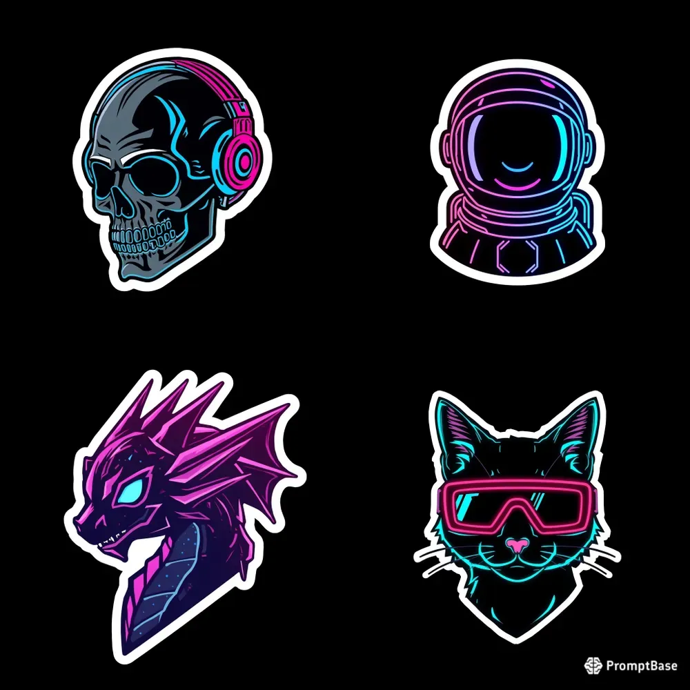 3D Cyberpunk Neon Stickers