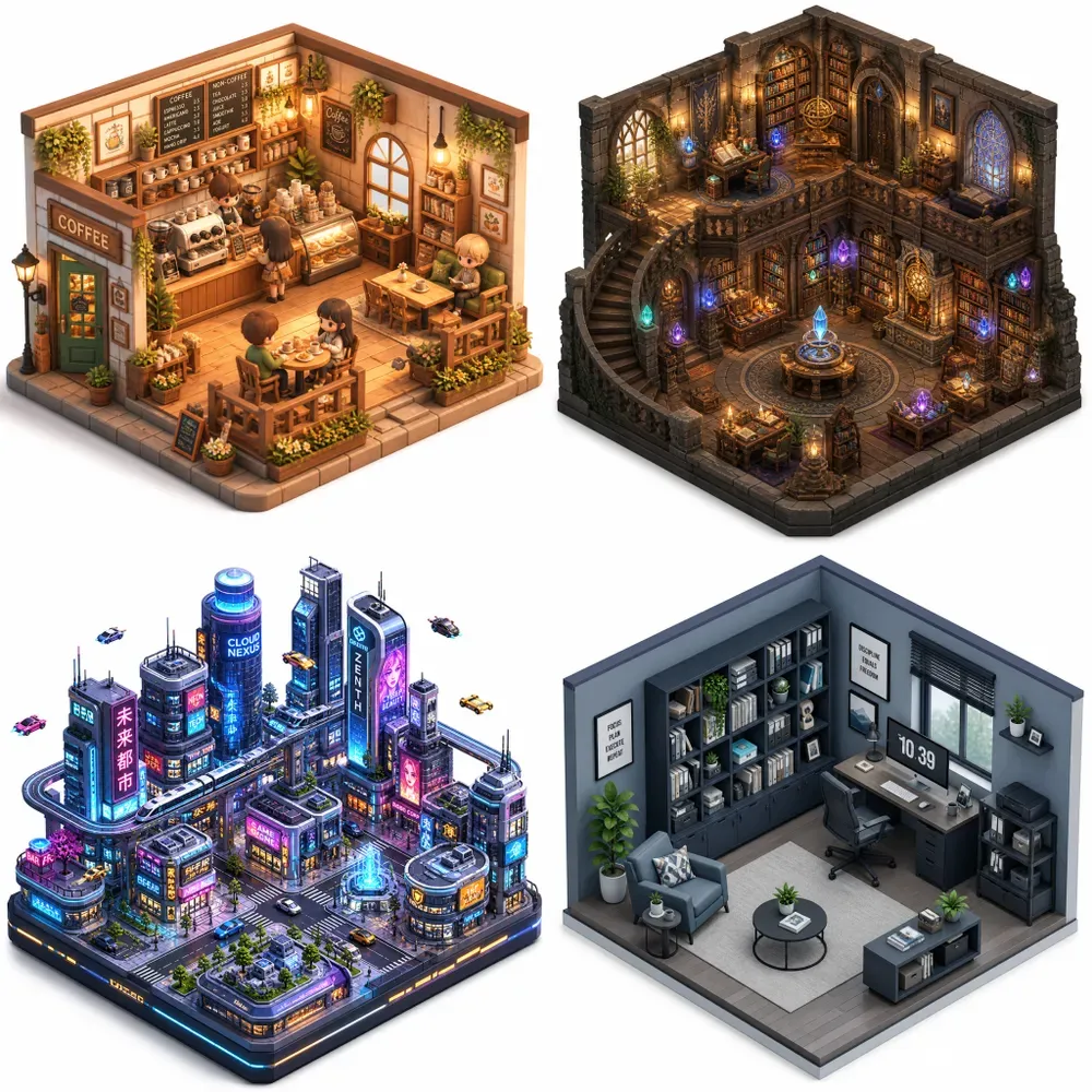 3D Isometric Scene World Generator