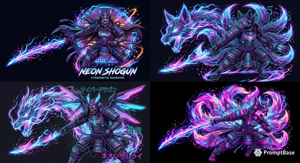 Cyberpunk Anime Samurai Tshirt Designs