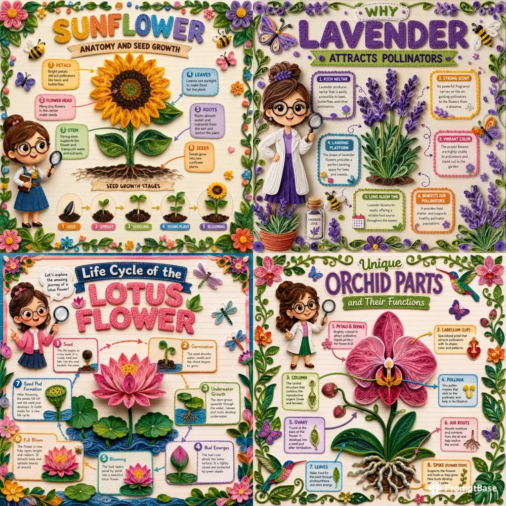 Cute Quilled Flower Posters