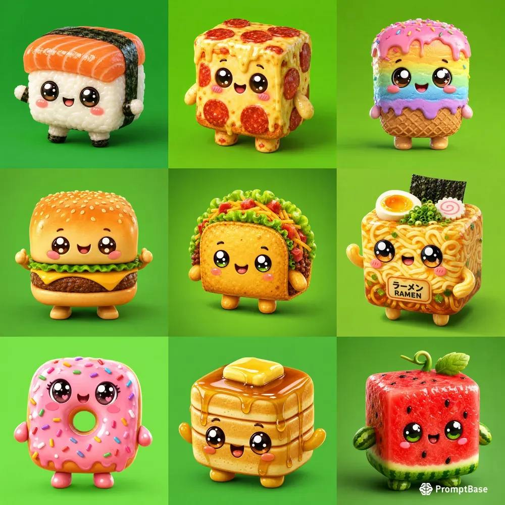Kawaii Food Cube Mascots
