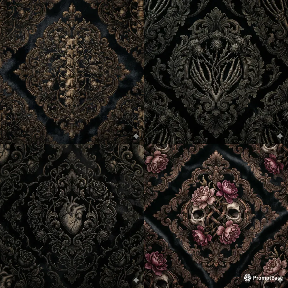 Victorian Gothic Anatomical Damasks