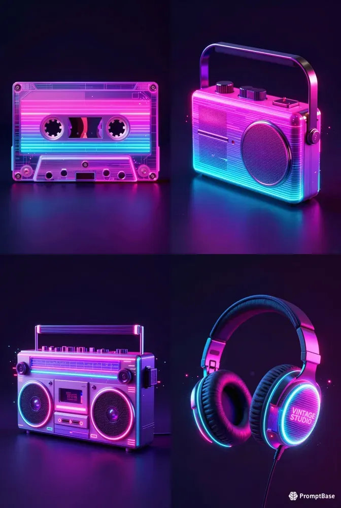 80s Retro Neon Hologram Object Generator