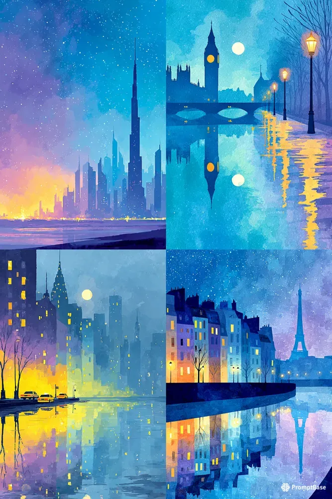 Ethereal Night City Illustrations