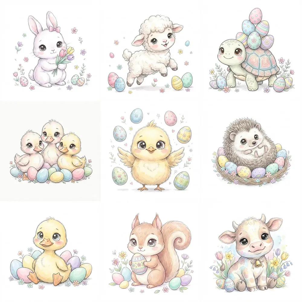 Whimsical Kawaii Baby Animals