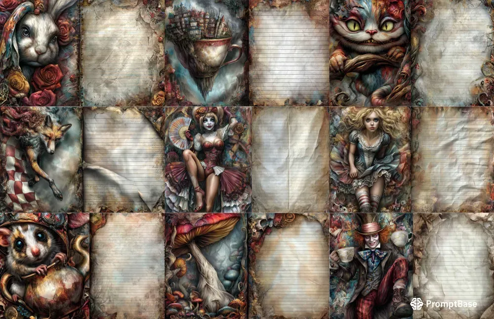 Dark Alice In Wonderland Double Pages