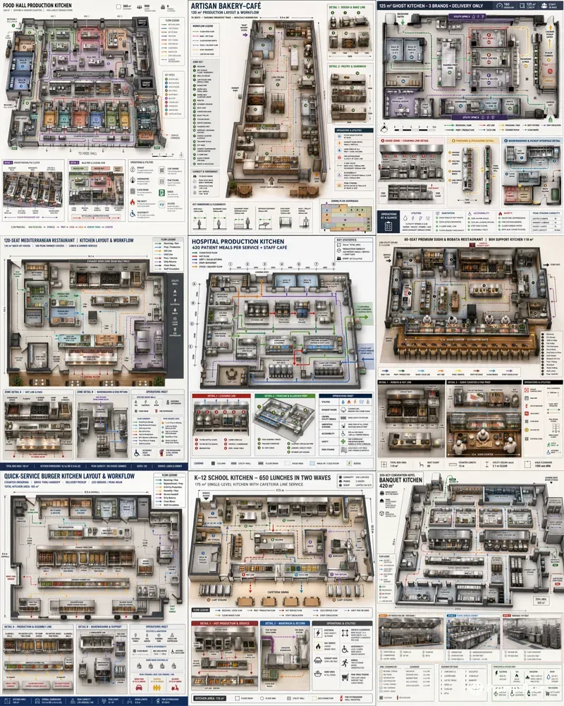 Commercial Kitchen Workflow Layouts