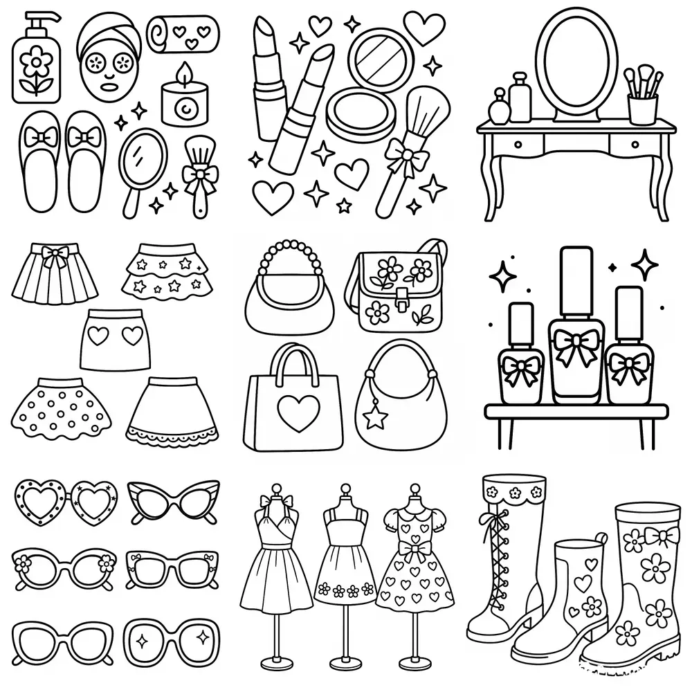 Bold And Easy Girly Coloring Pages