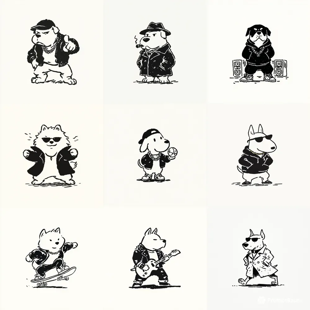 Cool Streetwear Dogs Illustrations