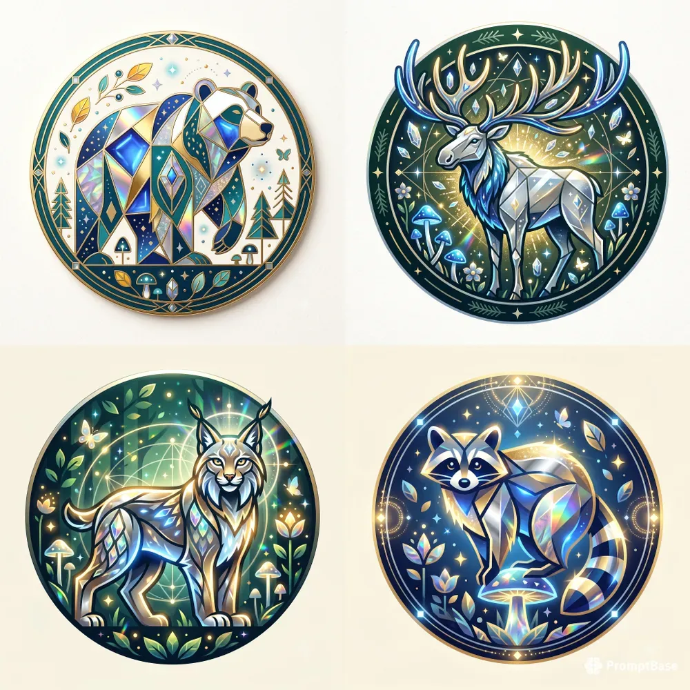 Modern Glowing Forest Creature Emblems