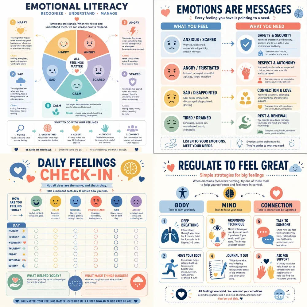 Flat Emotional Literacy Infographics