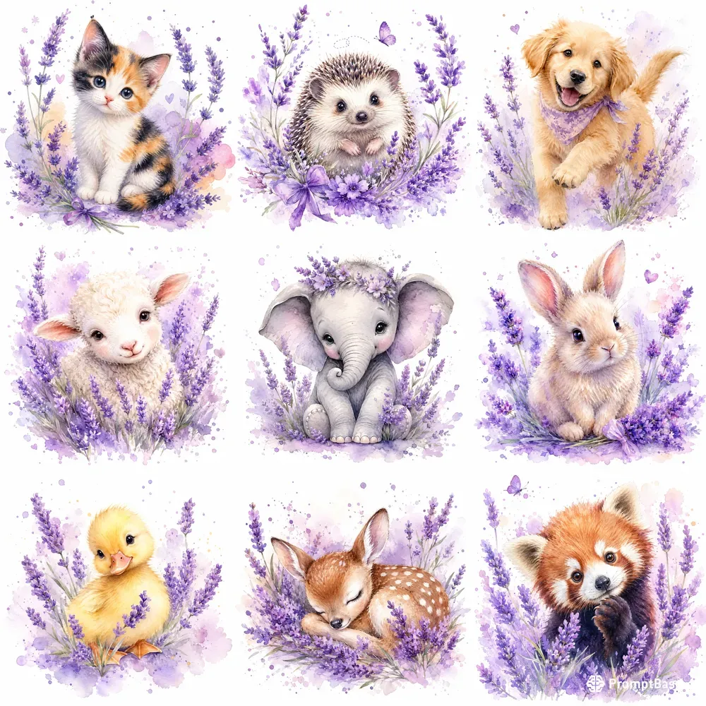 Dreamy Watercolor Animal Illustrations