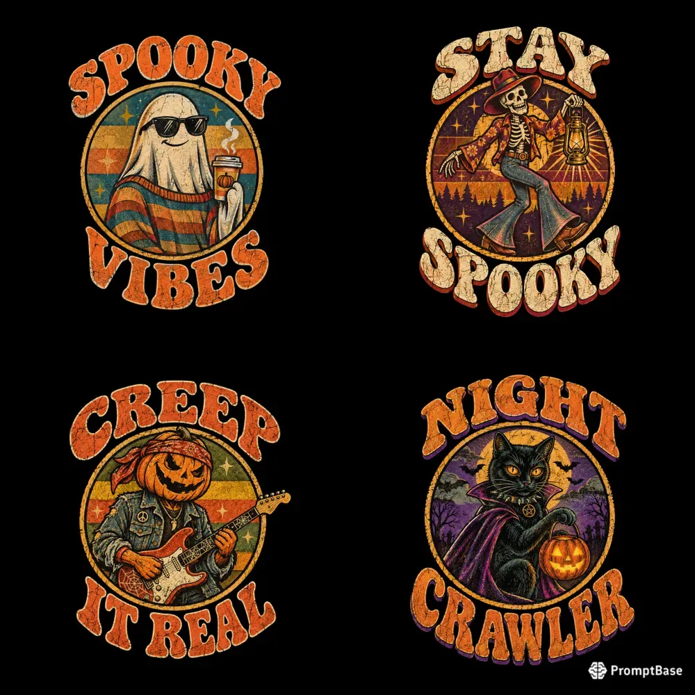 Vintage Halloween Tshirt Graphic Art