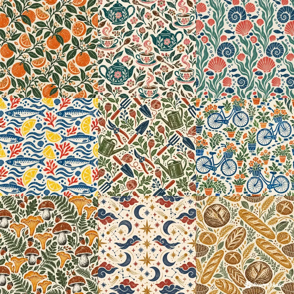 Modern Blockprint Pattern Tiles
