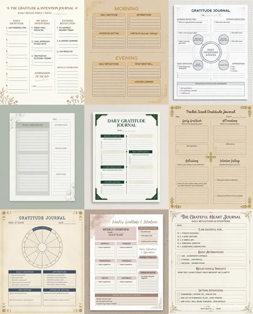 Premium Gratitude Journal Templates
