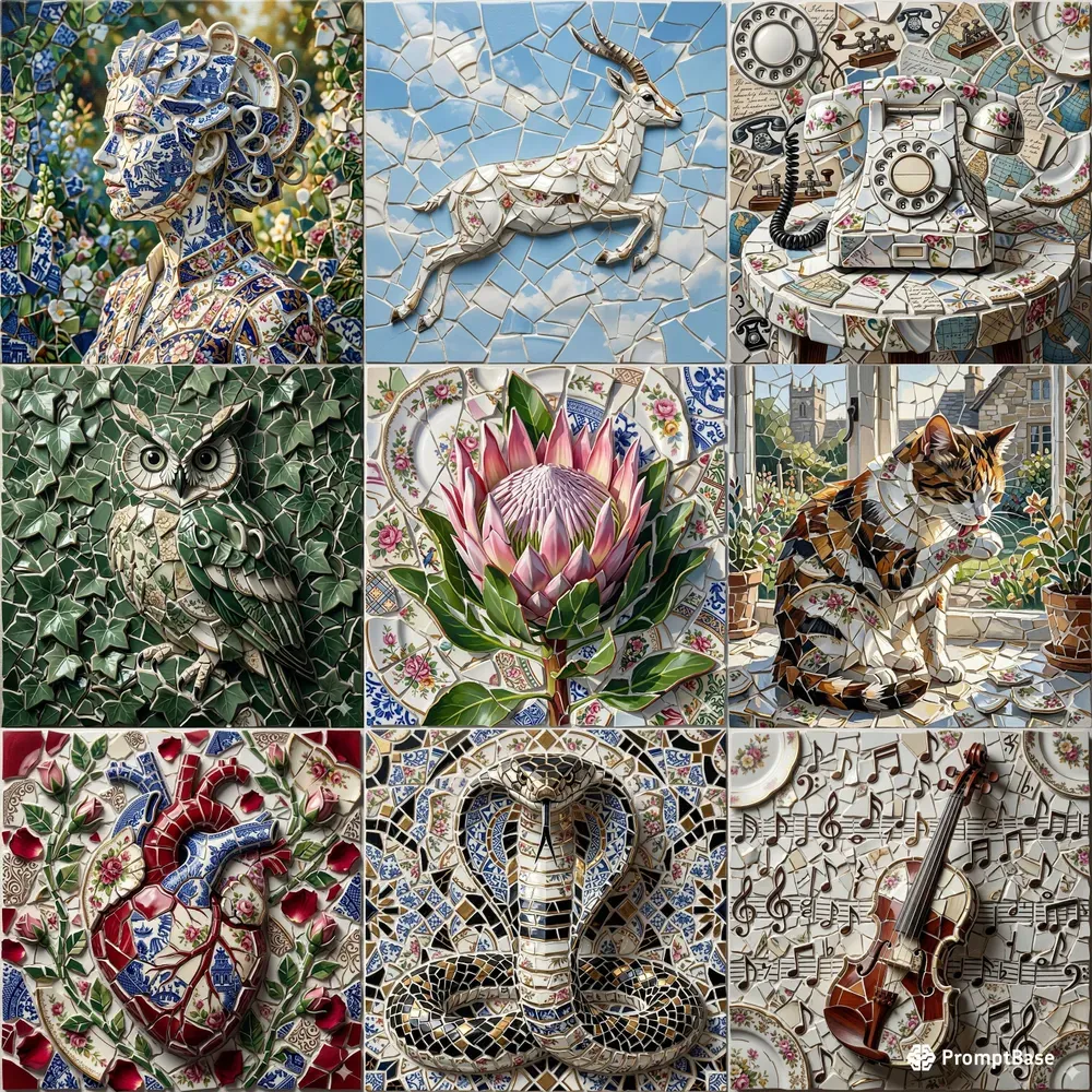 Surreal Pique Assiette Mosaic Sculptures