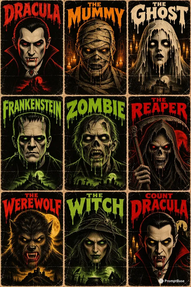 Vintage Horror Monster Poster Art
