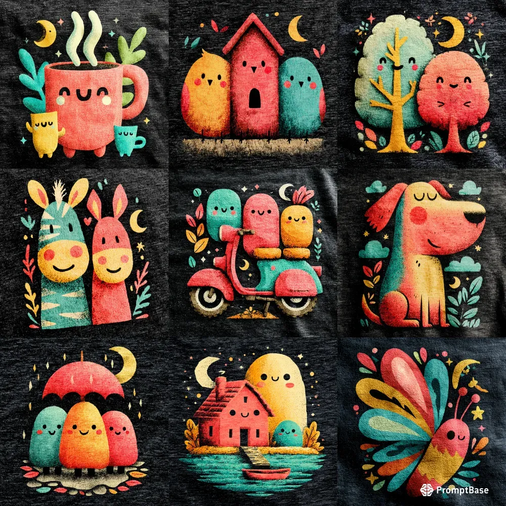 Screen Print Kawaii Fabric Cute Art