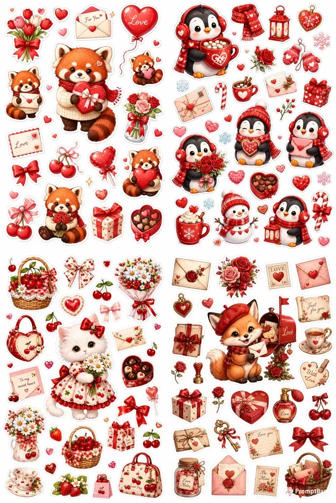Romantic Red Sticker Sheets