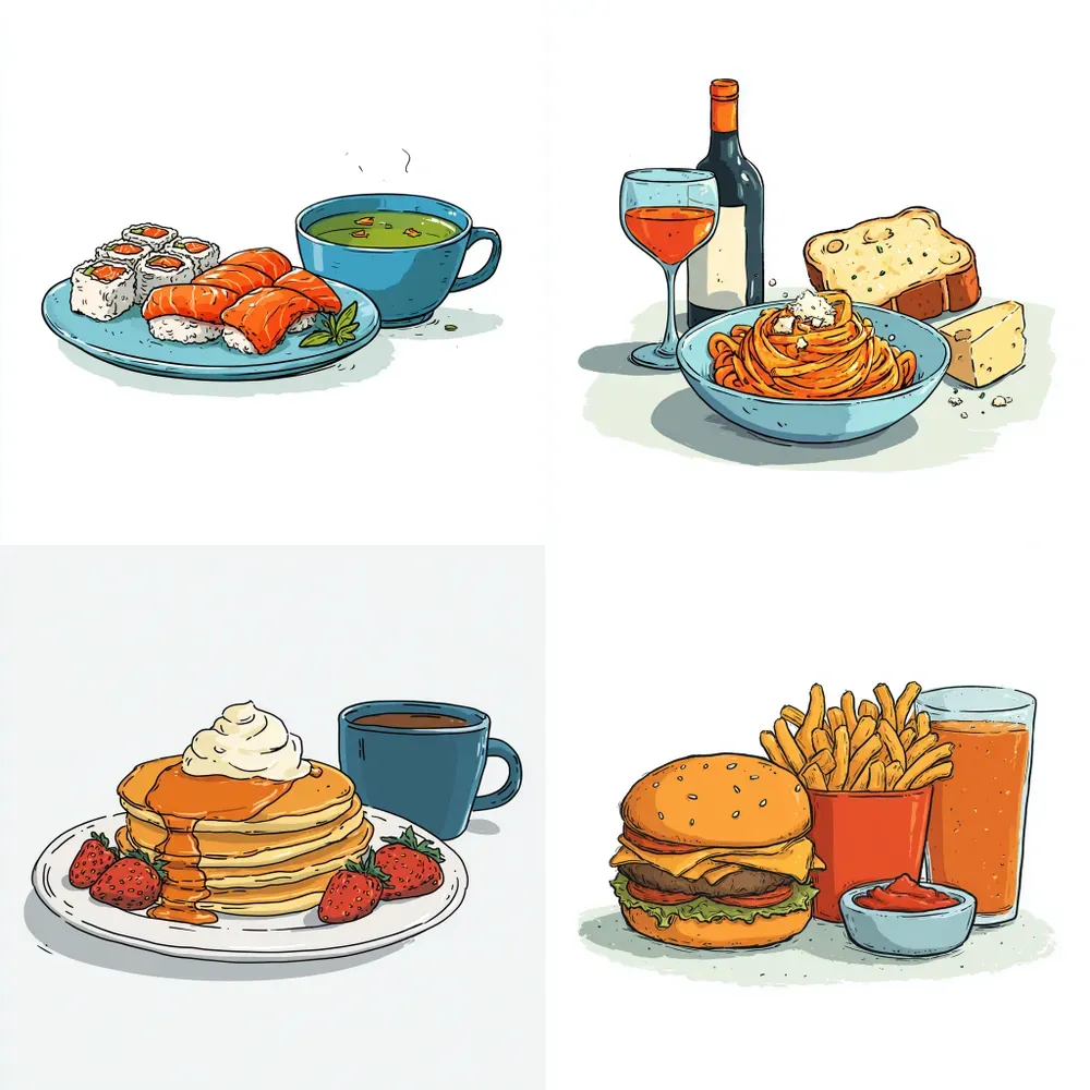 Cartoon Food Set Icons