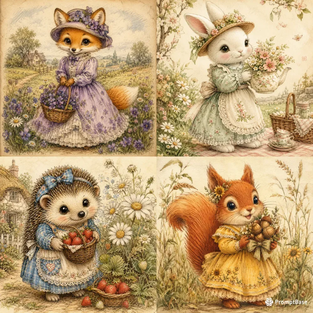 Whimsical Vintage Storybook Animals