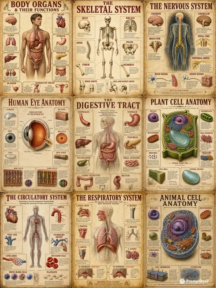 Vintage Anatomy Infographic Posters