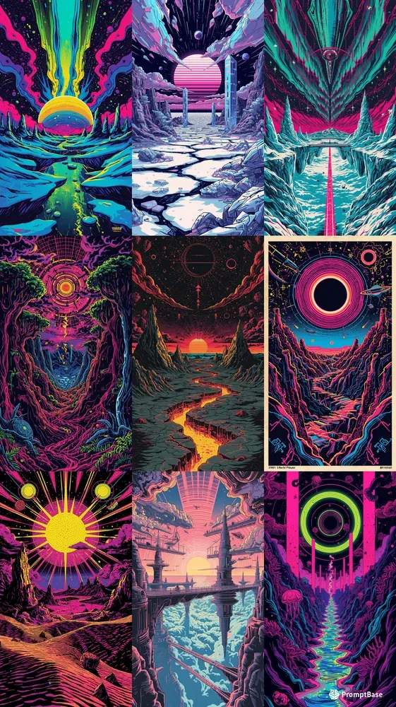 Surreal Psychedelic Rave Posters