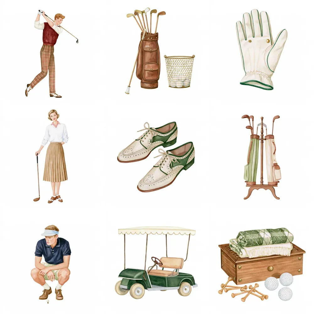 Vintage Preppy Golf Watercolors