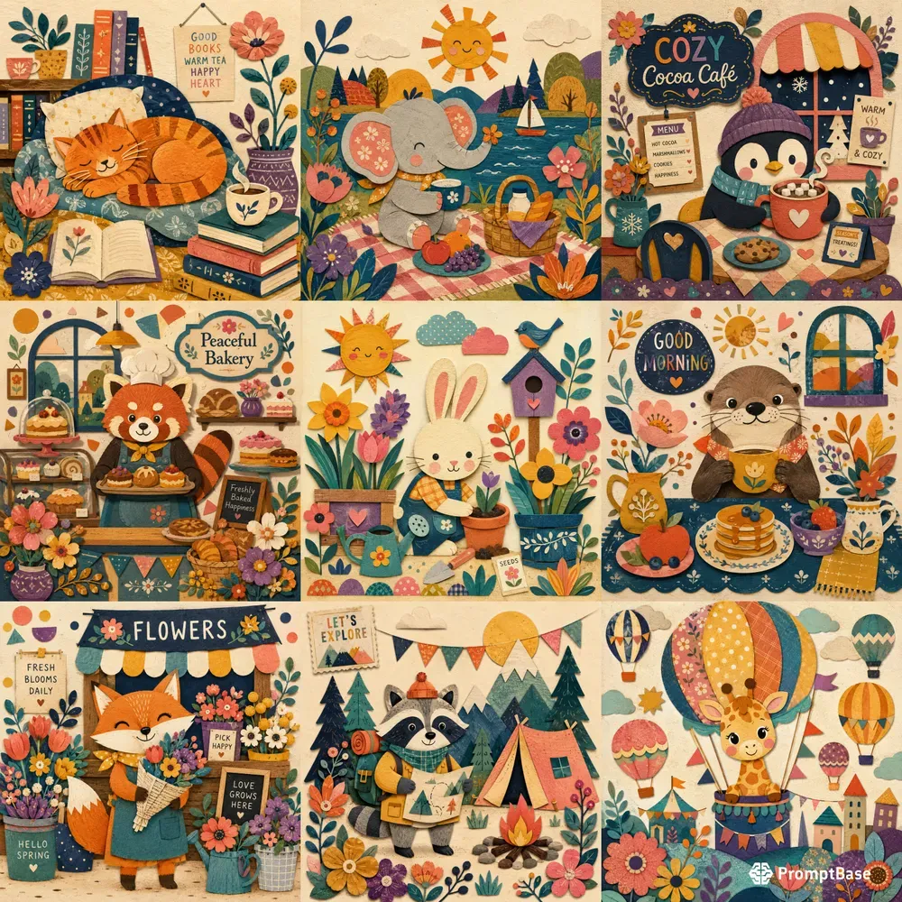 Whimsical Cozy Collage Illustration Packs