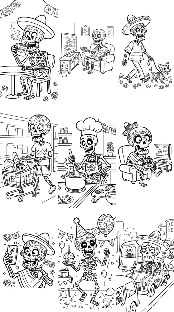 Funny Day Of The Dead Coloring Pages